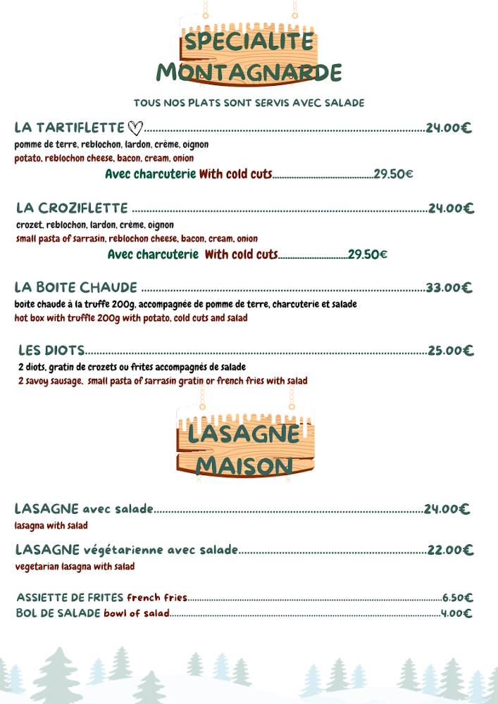 LE PRARIOND - Restaurant d'Altitude Valmorel - Menu Image 1